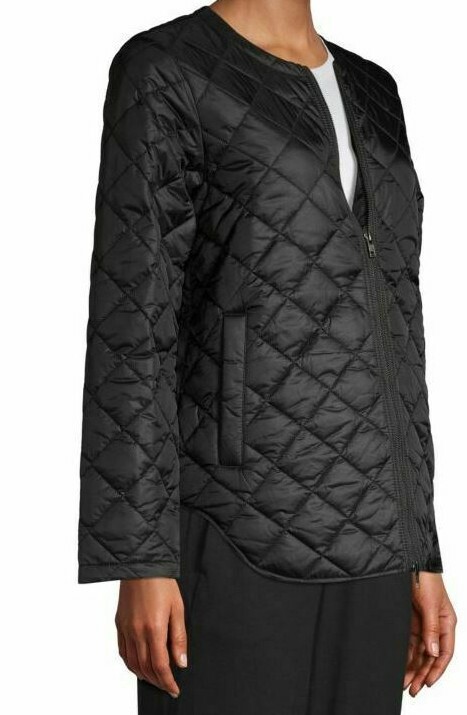 Pre-owned Eileen Fisher Lightweight Washable Diamond Quilted Puffer Jacket Black M