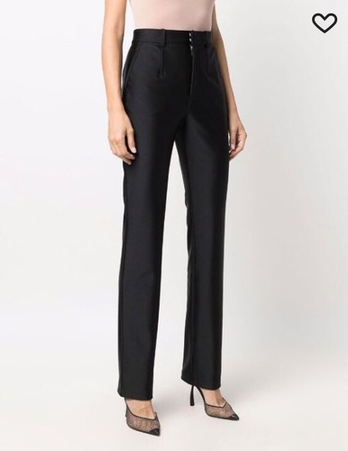 パンツ ALEXANDER WANG Women Straight Pants 1WC2254811 001 BLACK Alexander Wang logo-waistband straight-leg Trousers | Black