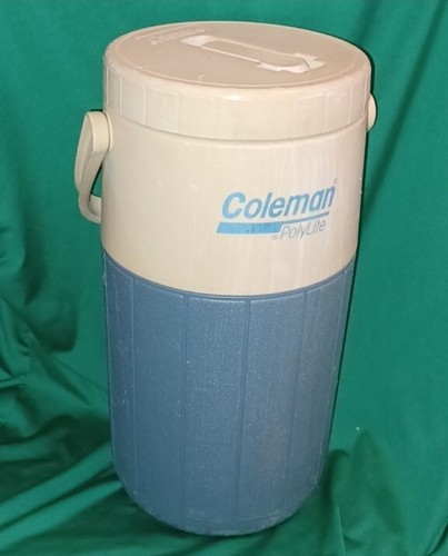 Vintage Coleman Polylite 5590 Water Jug Beach Camping Cooler Blue White
