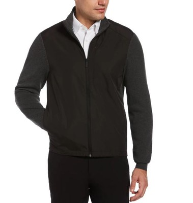Perry Ellis Men's Motion Full Zip Sweater, Charcoal Heather 2XL