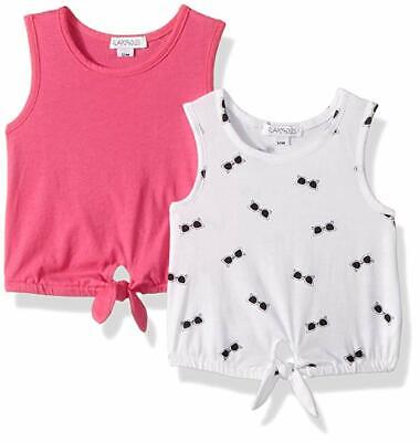 Flapdoodles Baby 2 Pack Girls Top Set with Printed and Solid Tank 24M