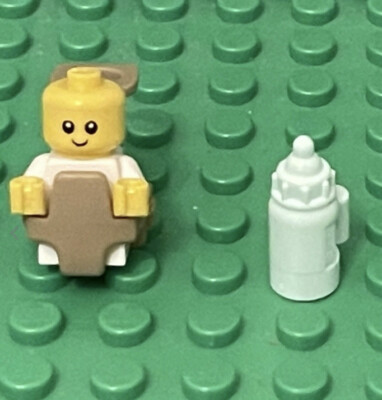 Lego City Town Square Baby Mini Figure With Baby Carrier And Feeding Bottle