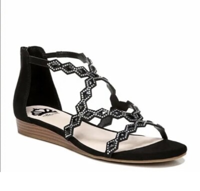 Fergalicious Sandals Womens Palma Black Embellished Jeweled Shoes US 9.5 New