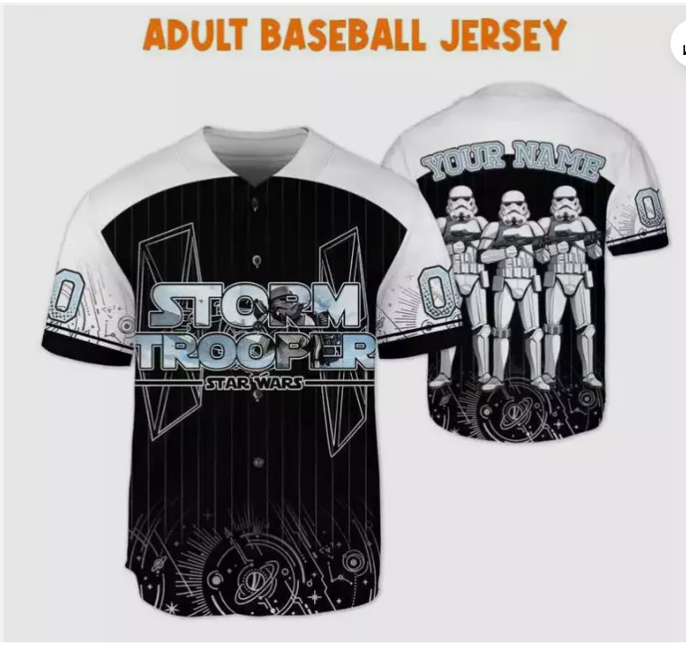 Personalized Stormtrooper Star Wars Character Black 3D Baseball Jersey Shirt