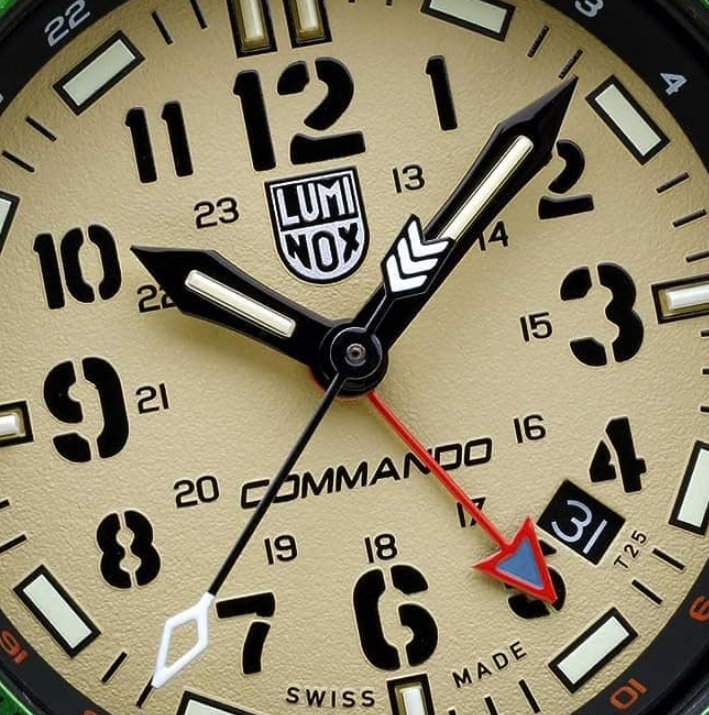 Pre-owned Luminox Commando Gmt Raider Military Sapphire Beige Green Band Watch Xl.3337