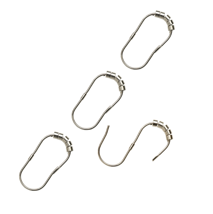 New 12-Pack Chrome Shower Curtain Hooks Rings Bathroom Glide Rod
