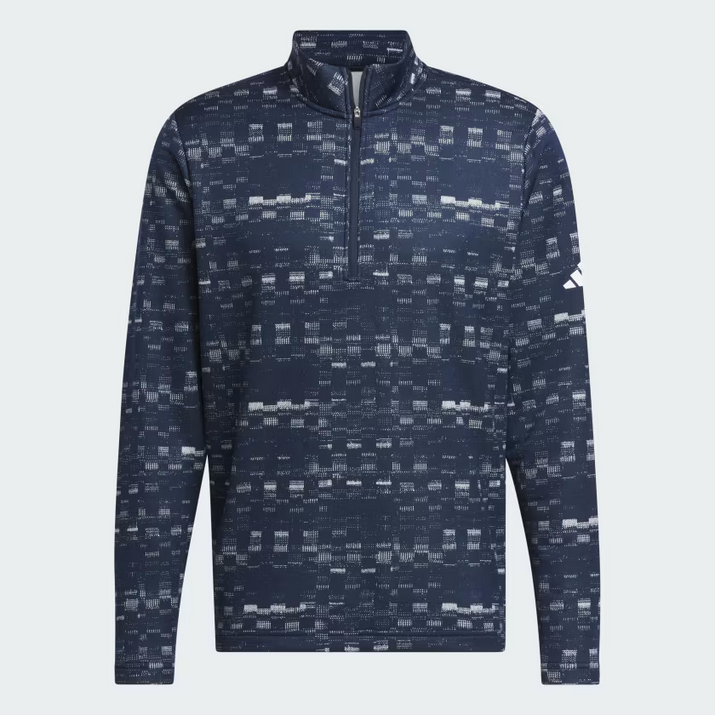 New Adidas Core Printed Quarter Zip Golf Pullover Collegiate Navy