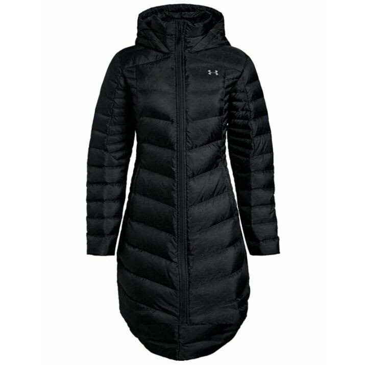Pre-owned Under Armour Womens  Down Sweater Size Xl Pertex Water Resistant 700 Fill Goose In Black