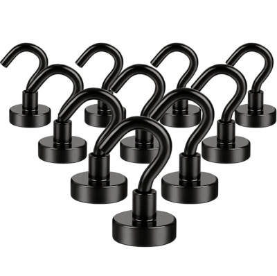 10 Pack Magnetic Hooks Heavy Duty Strong Black Magnet Hook for Home Office