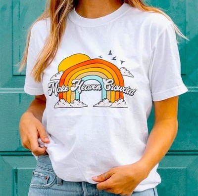 Elevated Faith Graphic White T-Shirt  Make Heaven Crowded  XL NWOT