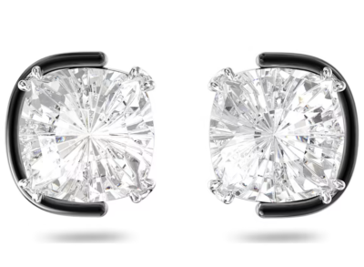 Swarovski Harmonia Stud Earrings Cushion Cut Crystals White Mixed