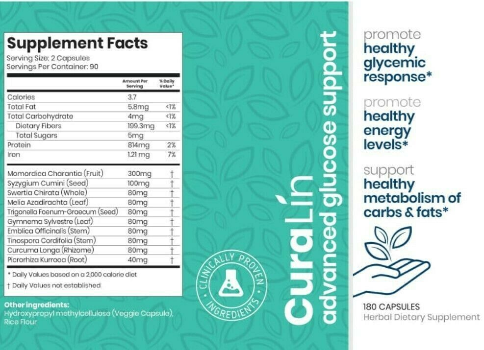 CURALIN (Advance Glucose Support) Promotes healthy response, energy metabolism. 1