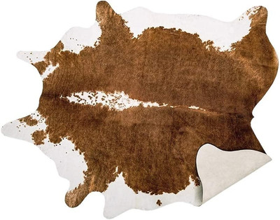 AROGAN Premium Faux Cowhide Rug 4.6 x 5.2 158x140cm / 5.2x4.6 Feet, Brown 