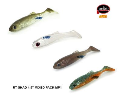 MOLIX RT SHAD 4,5" COLORE MP1 MIXED PACK SILICONICI SPINNING BLACK BASS 4PZ