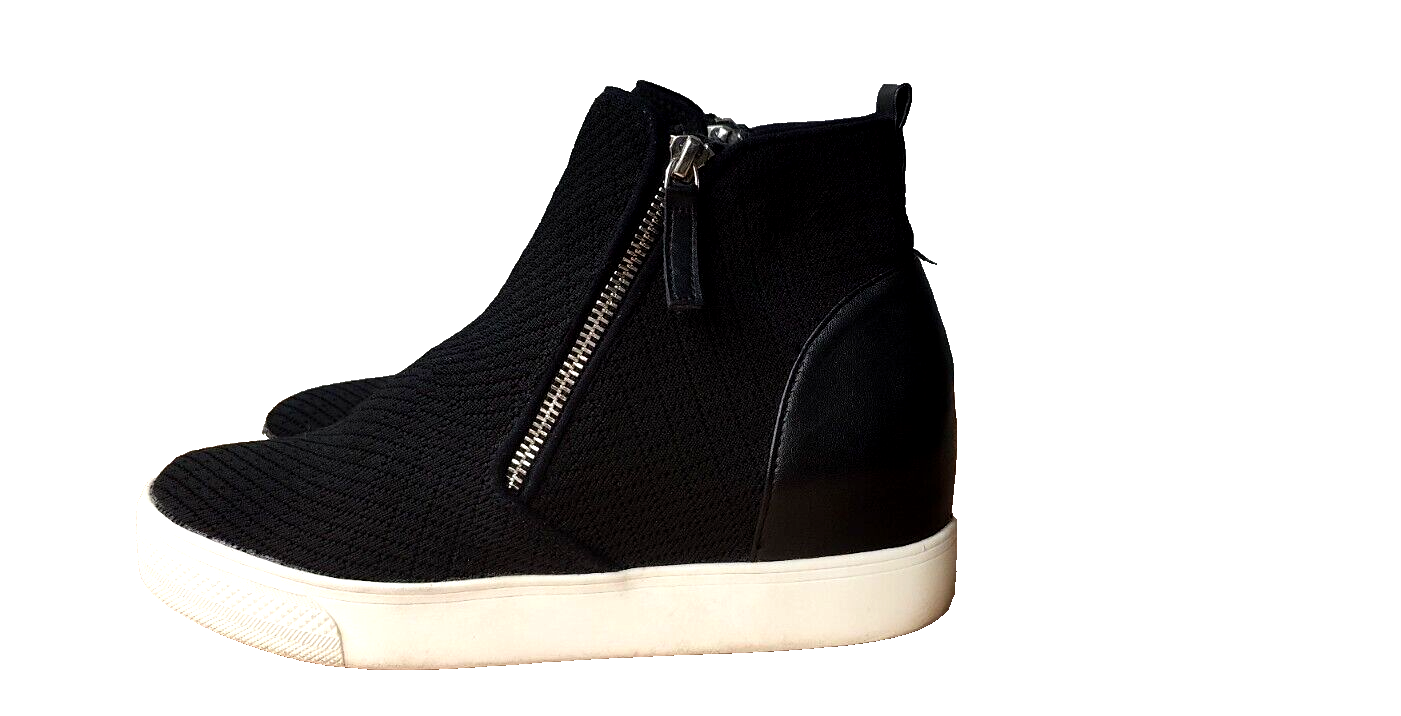 Steve Madden Womens Size 9 M Black 2 Side Zip Wedge Ankle