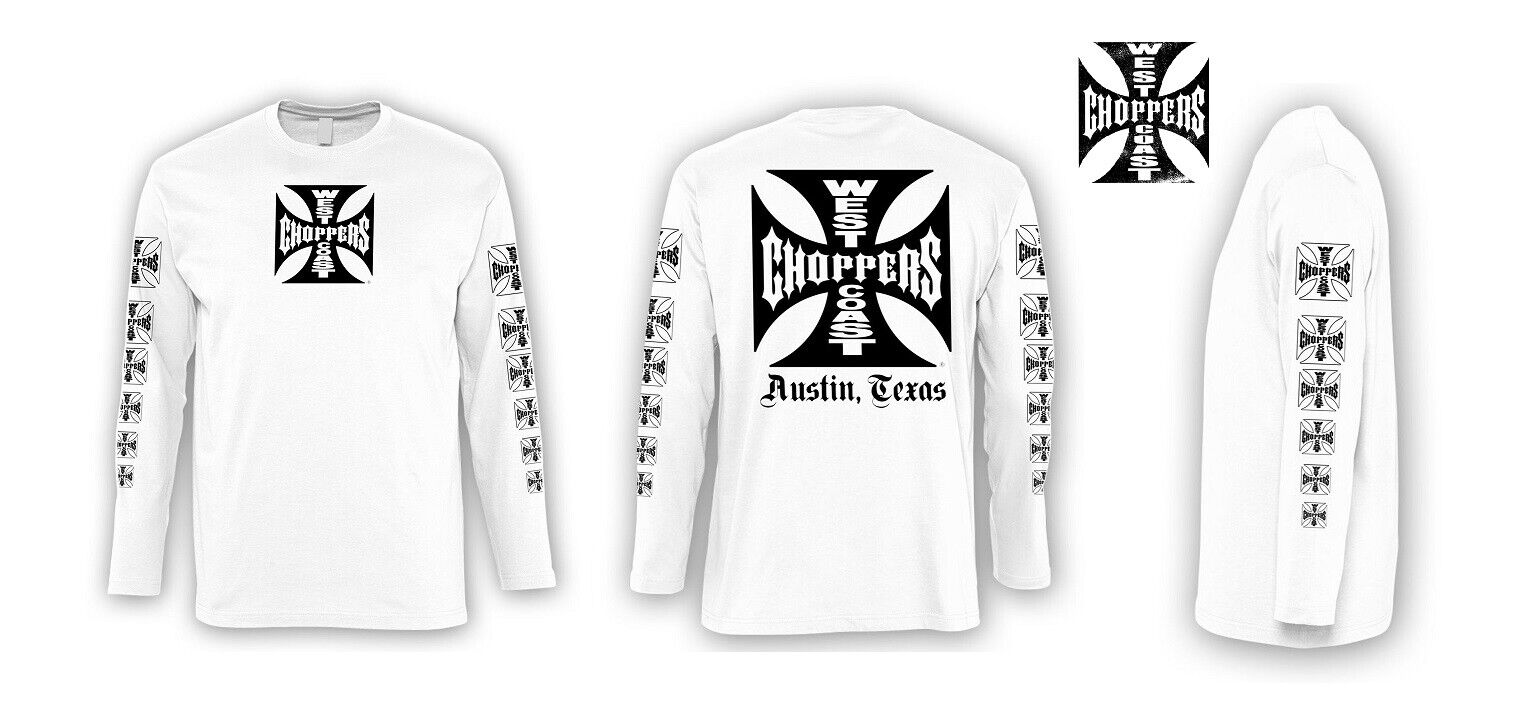 West Coast Choppers T Shirt Model Iron Cross White Long West Coast Choppers T Shirt Model Iron Cross White Long