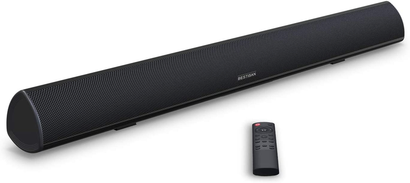 BESTISAN Soundbar, TV Sound Bar with Dual Bass Ports Wired and Wireless Bluetoo