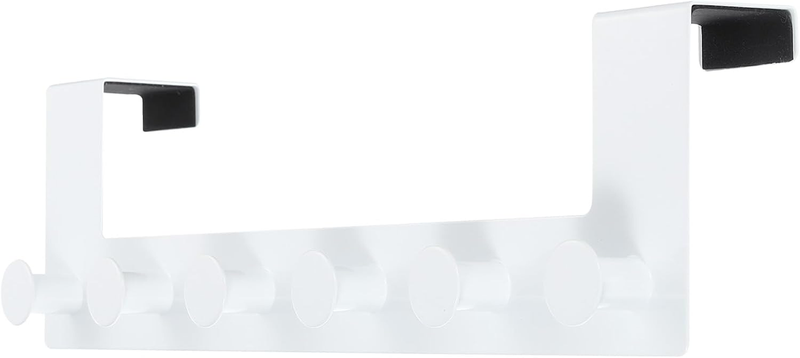 Over Door Hooks Stainless Steel Coat Towel Rack 6 Peg Bathroom Bedroom White