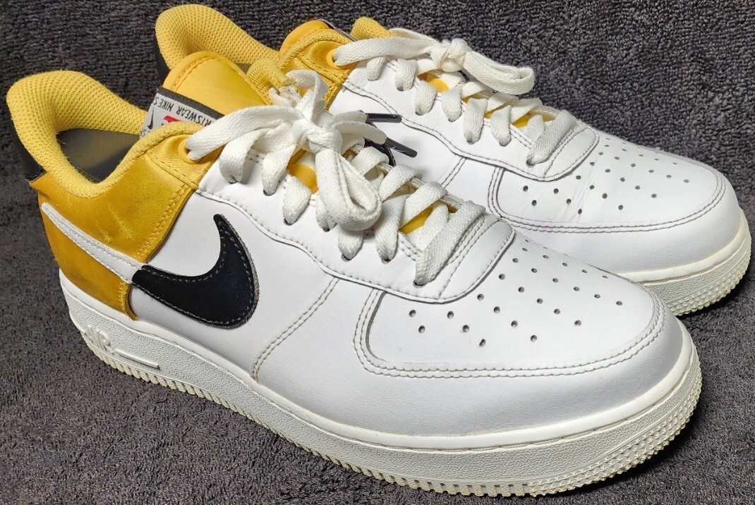 NIKE AIR FORCE 1 '07 LV8 NBA SATIN WHITE AMARILLO YELLOW