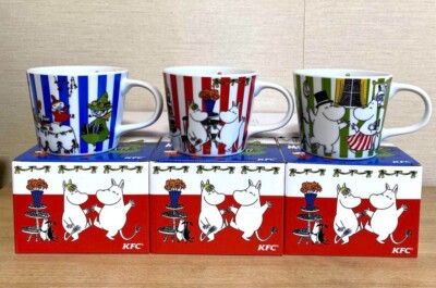 Moomin Mug Cup Sold at ONLY KFC Kentucky Japan Limited Edition Set of 3 New