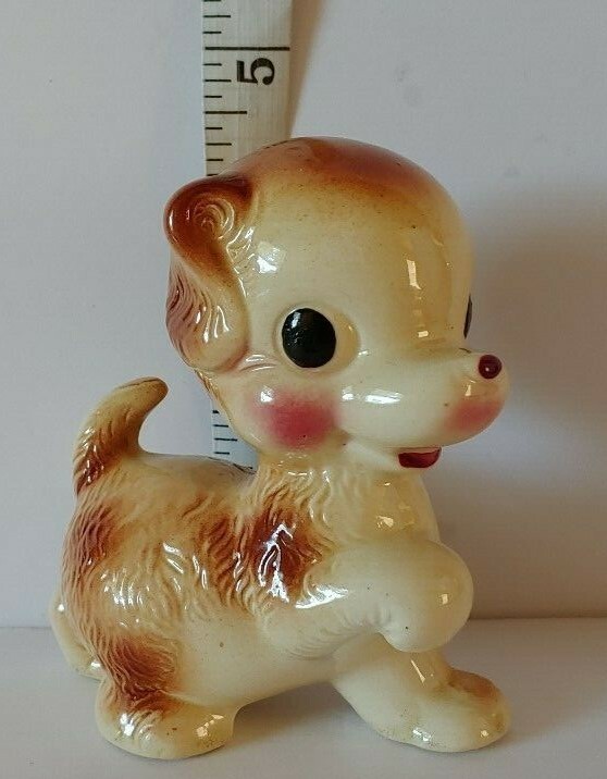 Vintage puppy with pink cheeks figurine