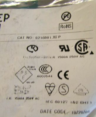 10 LittelFuse Axial Solder Lead Fuses, 1A 250V Fast Blow 0216001.XEP, 5mm x 20mm