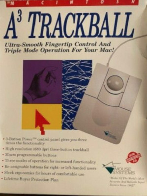 Macintosh 1993 Mouse Systems A3 Trackball Mouse Apple Mac Compatible w/ Box
