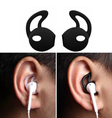 2 Black Gel Silicone Earpods Cover Ear hook for iPhone Apple Earphone