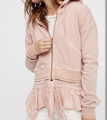 

Толстовка Rare Free People When Worlds Meet с баской и оборками на молнии, толстовка, Розовый