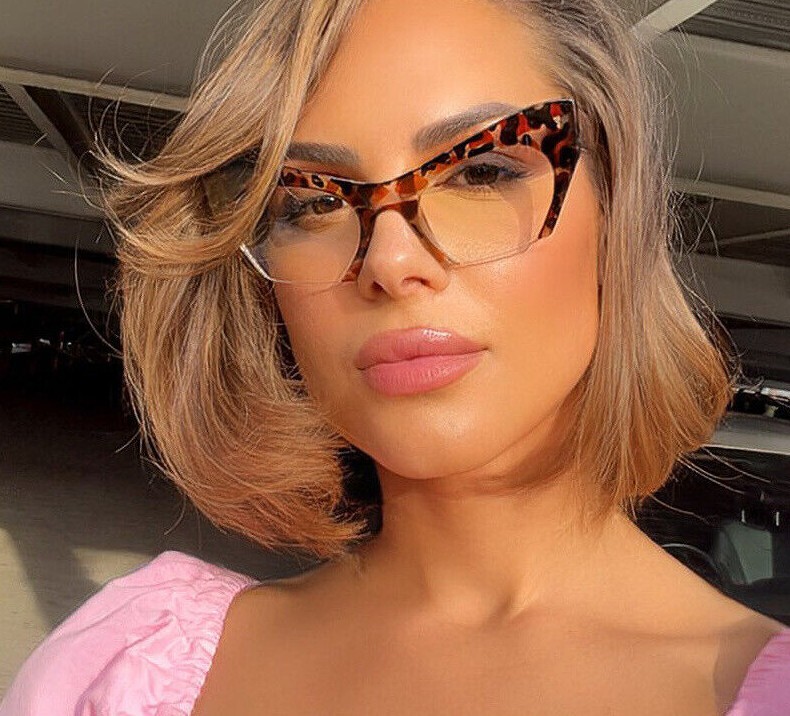 Eyeglasses Cat Eye Demi "Rasoir" Glasses razor cut off lens Shadz GAFAS shaved 