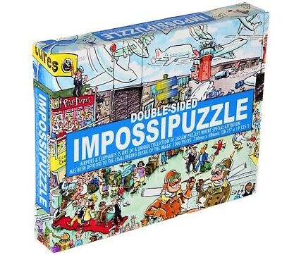 Impossipuzzle Double Sided Airport & Elephants 1000 Piece Jigsaw Puzzle Funtime