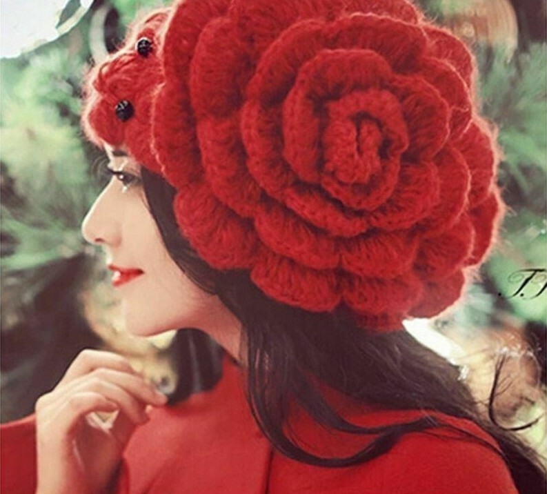 Women/'s Cotton Beanies Hat Wool Bonnet Embroidery Flower Rhinestones Design Caps