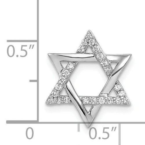 Pre-owned Reflection Beads 14k White Gold Round Diamond Fancy Star Of David Slide Religious Pendant 0.12 Ct