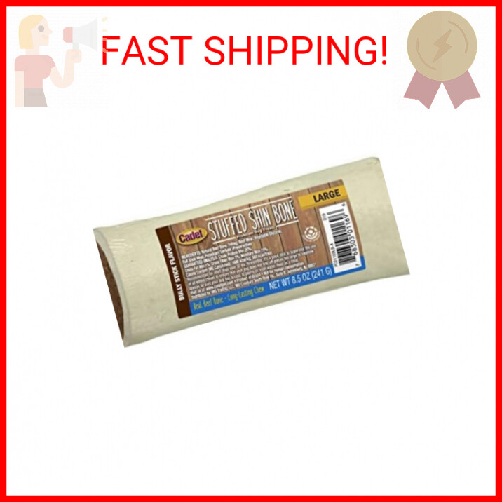 Cadet Stuffed Shin Bone for Dogs - Long-Lasting Bully Stick Flavored Dog Chew Bo