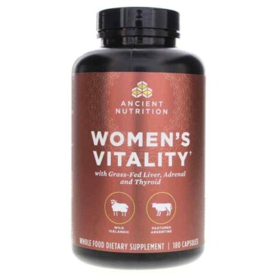 Ancient Nutrition Women's Vitality Grass-Fed Liver 180 Capsules  Exp. 06/25