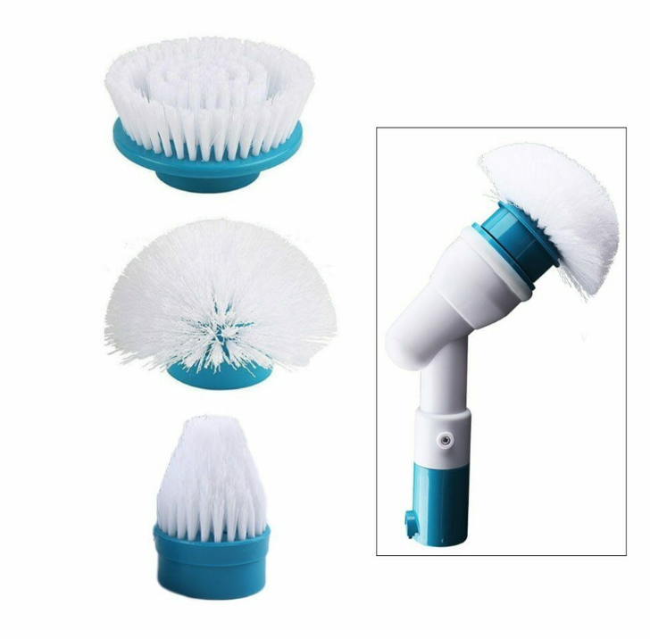 3 Heads Electric Cleaning Brush Head Turbo Scrub Handheld 360° For