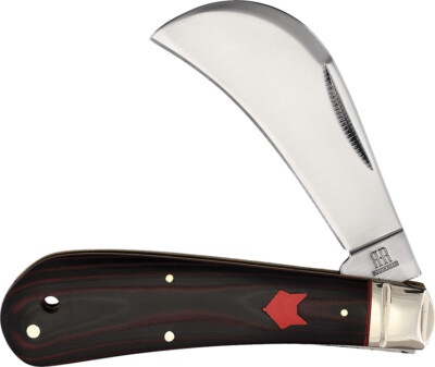 Rough Ryder Red Fox Hawkbill Red & Black Micarta Folding Stainless Knife 2295