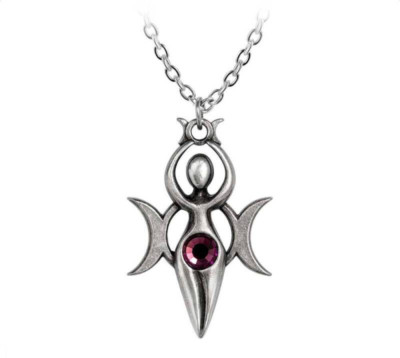 Alchemy Gothic Danu Mother Goddess Triple Moon Pendant Necklace UK Made Pewter