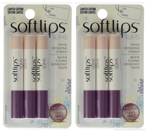 6 Softlips Slims Frosted Pearl LIMITED EDITION Tinted Hydrating Lip Balm (2x3)