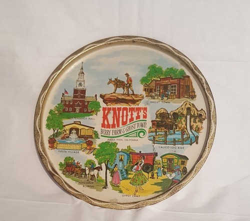 Tin Metal Tray Knotts Berey Farm and Ghost Town Souvenier Buena Park Ca Vintage
