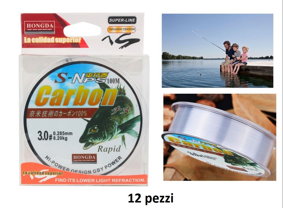 Set 12 Pezzi Lenza Da Pesca 100m 3.0 0.285mm Filo Surfcasting Carpfishing val