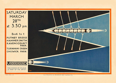 Boat Race, 1925, Art Deco English Travel London Underground Poster