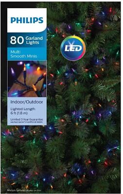 Philips 80ct LED Christmas Smooth Mini Garland String Lights Multicolored