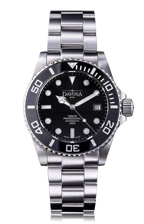 Pre-owned Davosa Swiss Made Automatic Ternos Professional 16155950 Mens Black Wrist Watch