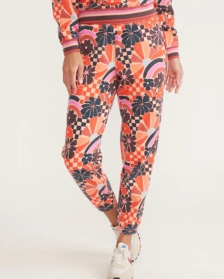 NWT Marine Layer Joggers Pants Retro 70s Floral Rainbow Anthropologie Womens XS