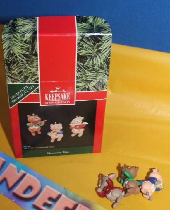 Hallmark Keepsake Miniature Harmony Trio 3 Piece Ornament Vintage Holiday Set