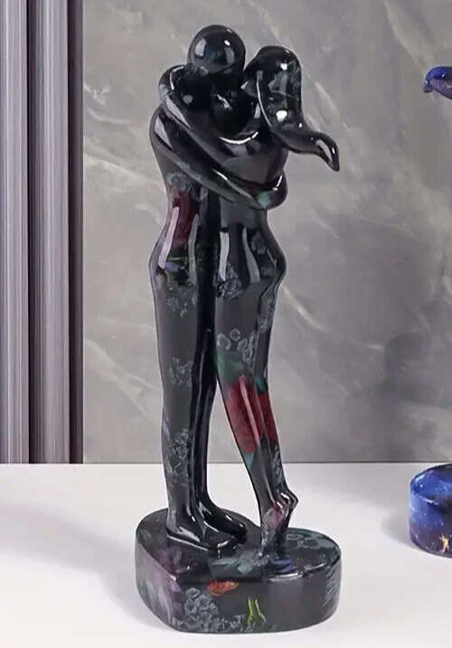 NEW Rose Sky Marblesque Modern Lovers Embrace. Resin Figurine Sculpture 11hx4w
