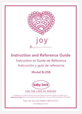 Baby Lock Joy BL25B Instruction Manual PDF ON USB