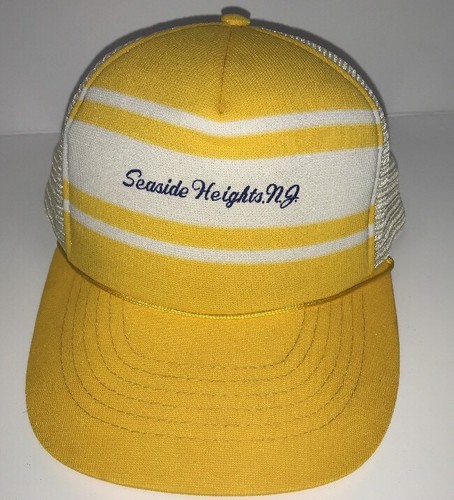 Seaside Heights New Jersey Trucker Hat Cap YELLOW White Mesh Snap Back NJ