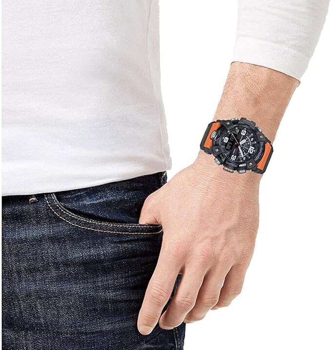 Pre-owned Casio G-shock Mudmaster Ggb100-1a9 Quad Sensor & Bluetooth Orange Men's Watch